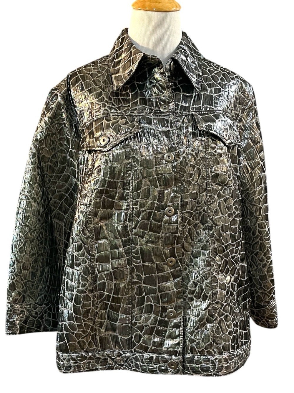 RUBY RD. GLITTERATI JACKET SILVER BLK WHT PLUS SIZE 16W NEW WITH TAGS